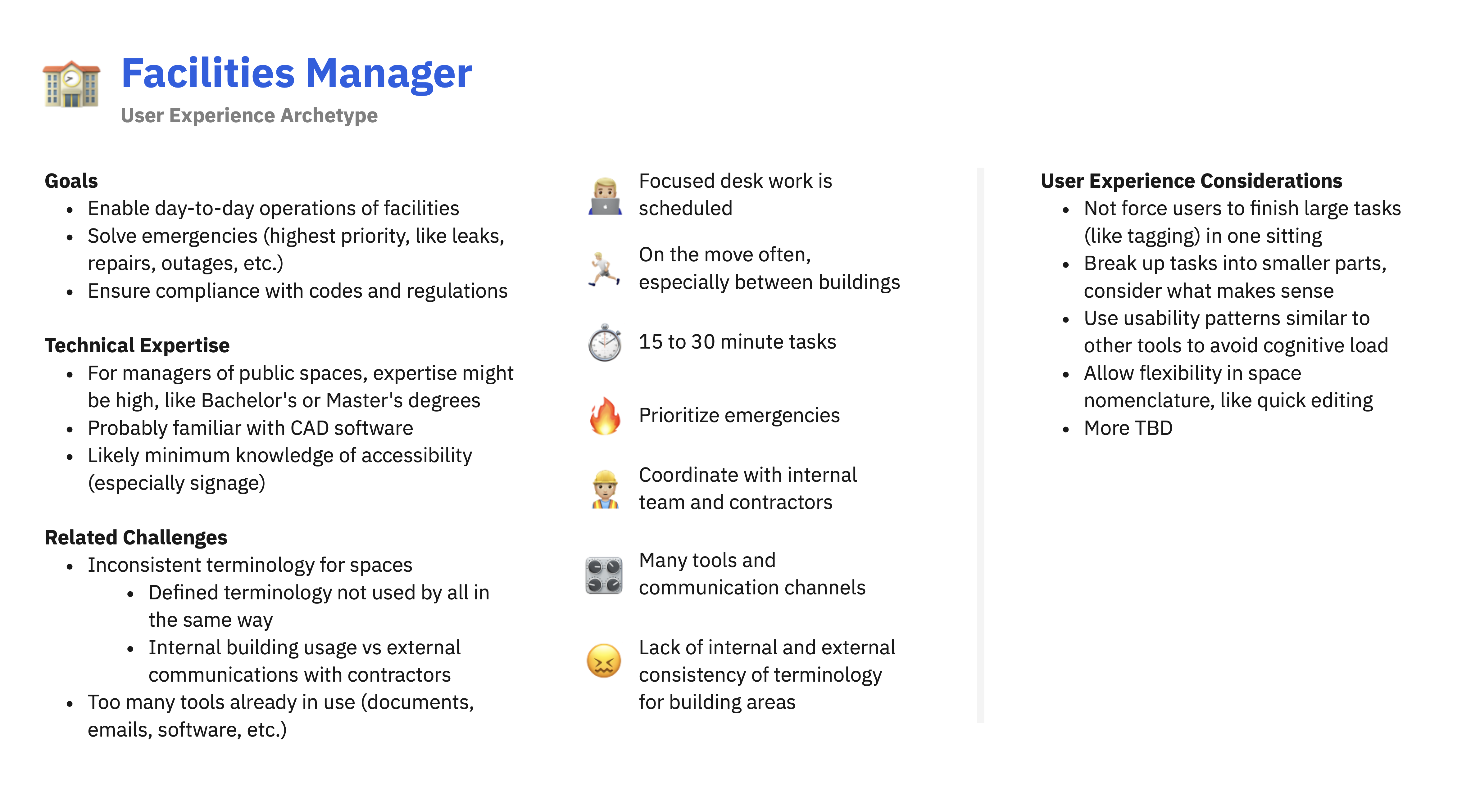 Facility manager archetype