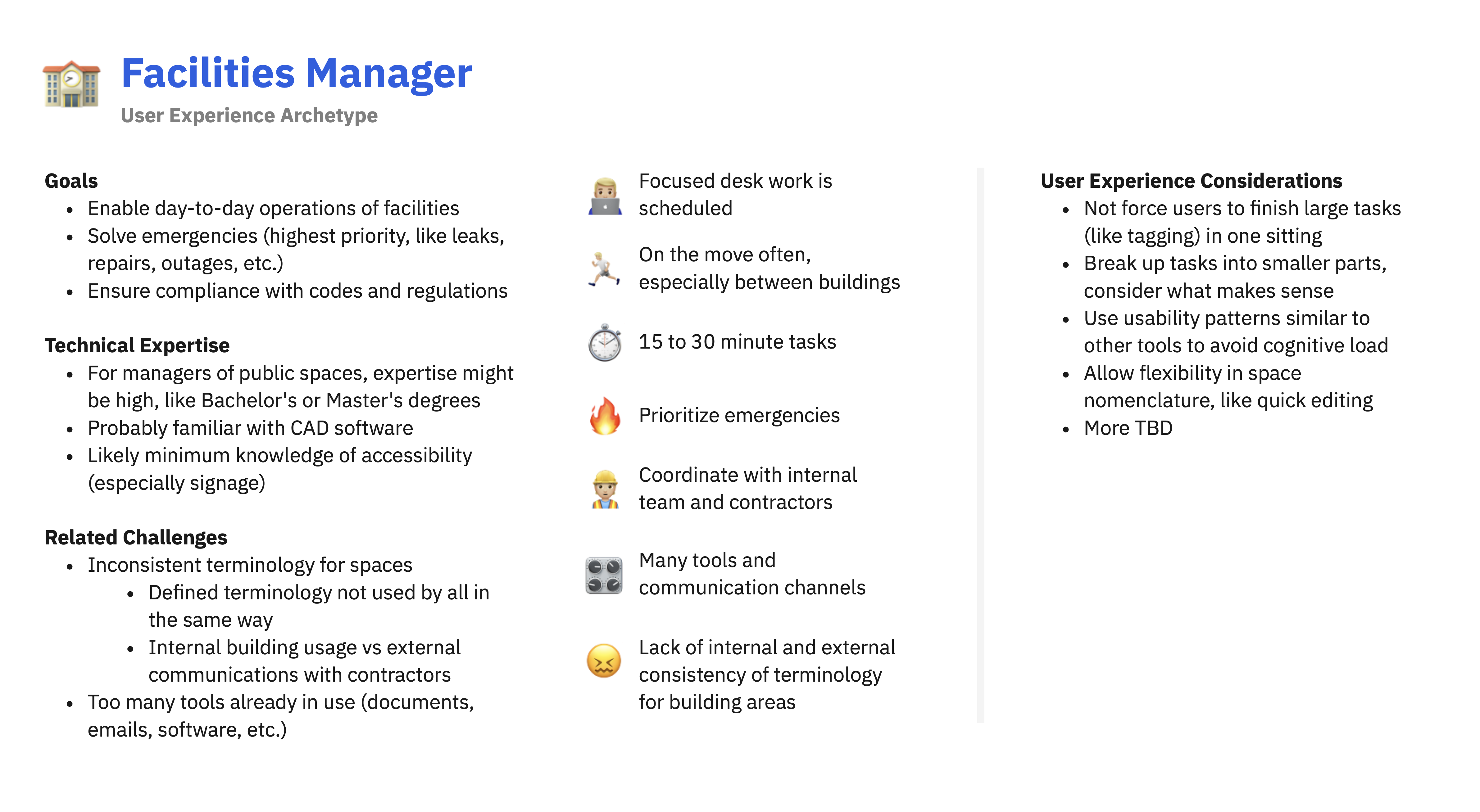 Hearsee facility manager user archetype