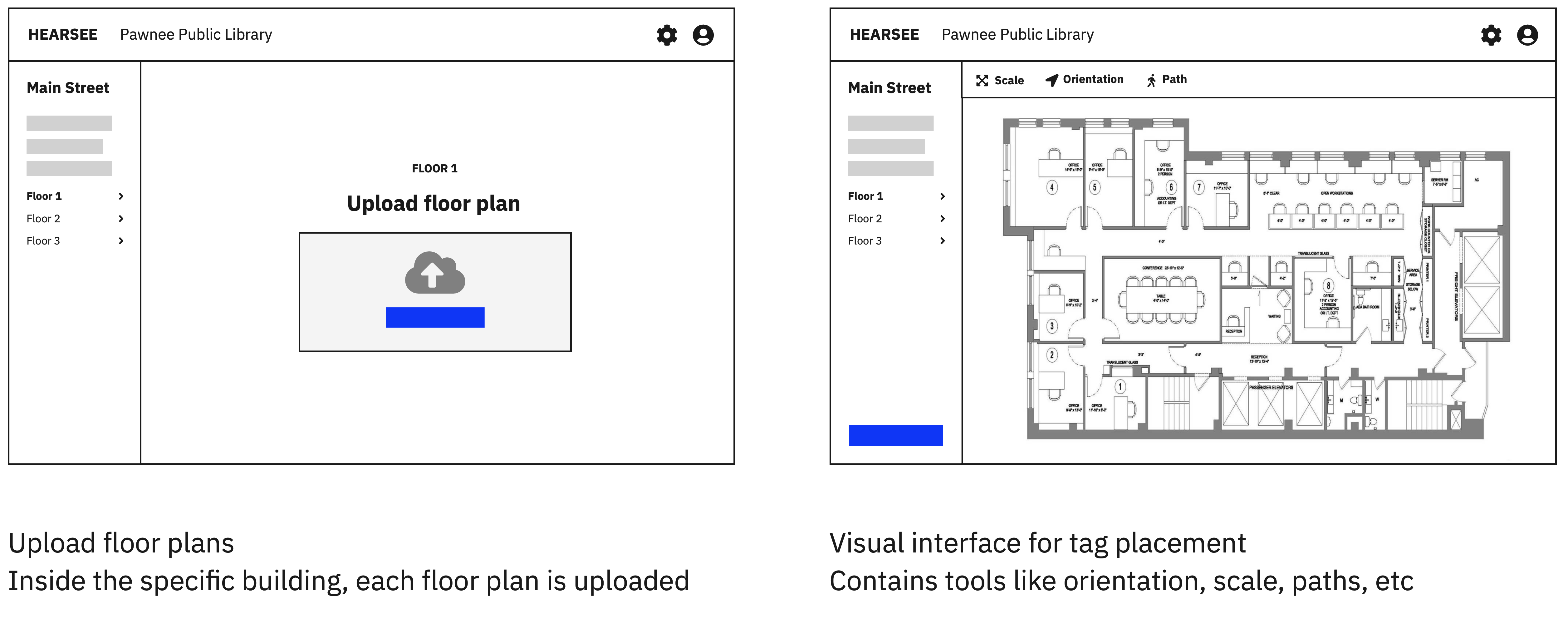 Early Hearsee wireframe