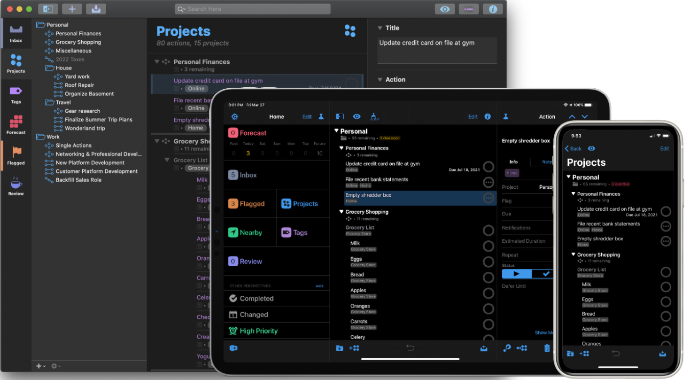 OmniFocus 3 for macOS, iPad OS, and iOS